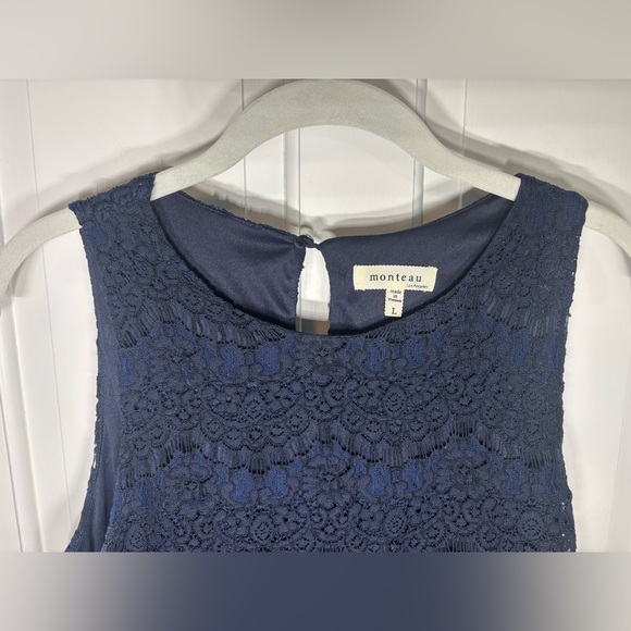 NEW Navy Blue Floral Lace Women's Dress Large Sexy - Picture 3 of 14